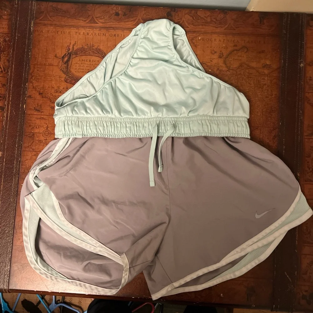 Nike Women's Athletic Shorts in Gray and Mint - Picture 3 of 3